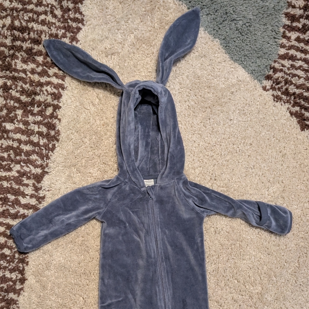 Kate Quinn Blue Bunny Ear Kids Footie